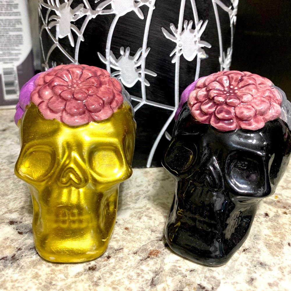 Skull and Flowers Salt & Pepper Shakers new
